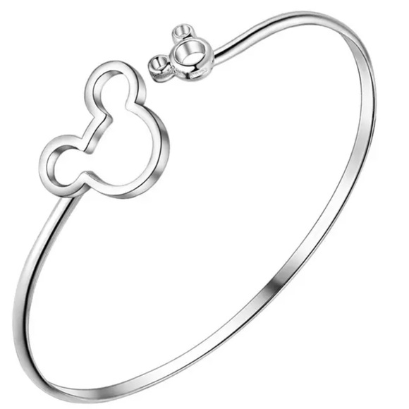 NEW - MICKEY MOUSE ♡ SILVER Bangle Bracelet Gift for women - Picture 2 of 8